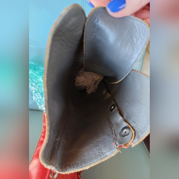 MIU MIU Vtg 1999 2000 Red Crackle Leather Olive Texture Lace Up Grannycore Boots - Picture 16 of 16